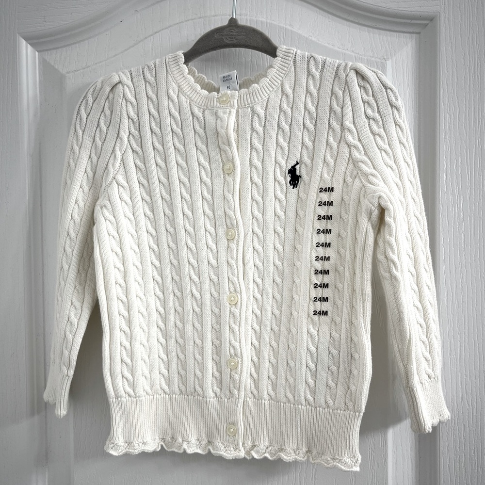 Polo Ralph Lauren Girls Sweater Cable Cardigan 24m